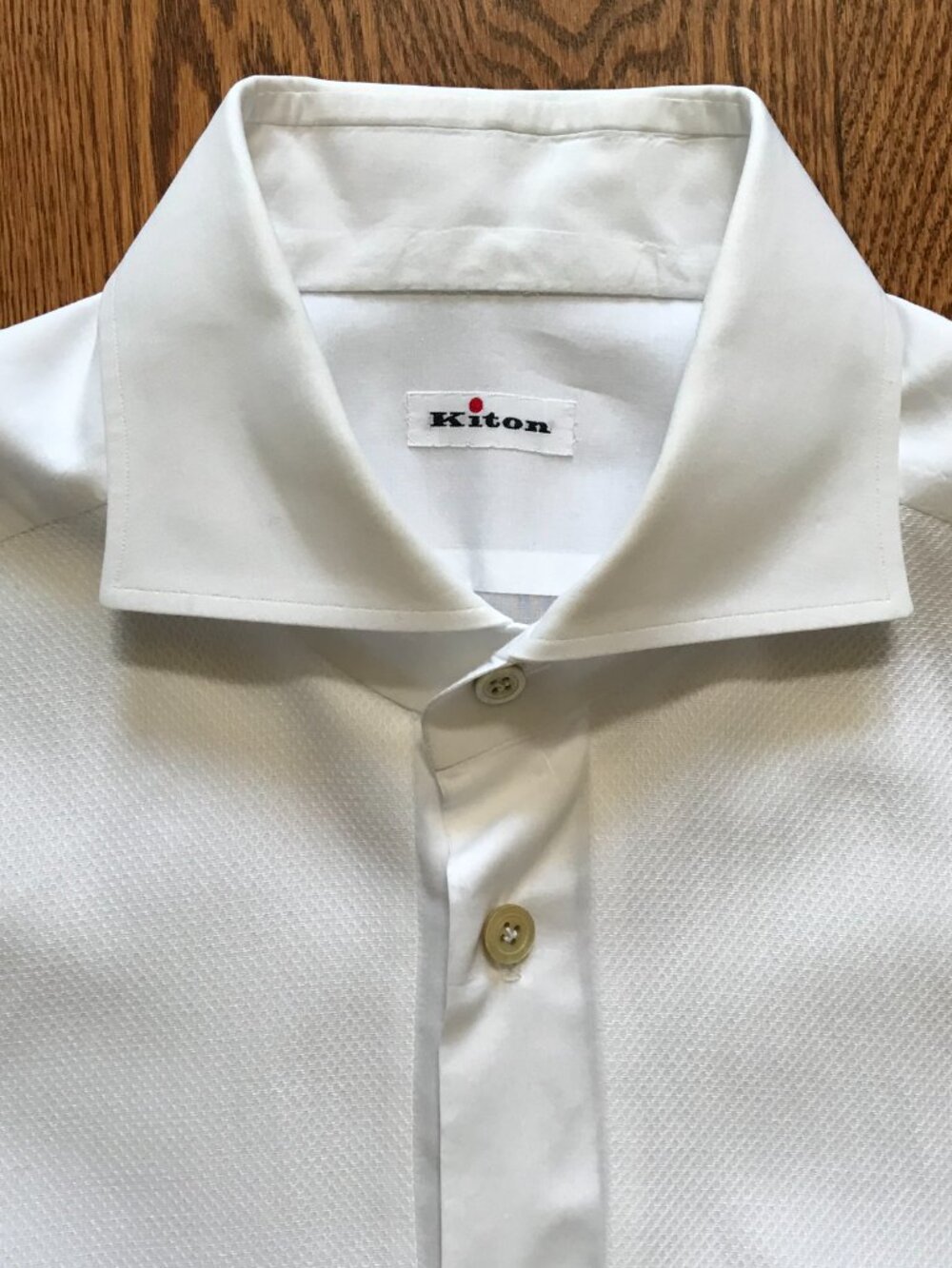 Kiton Tuxedo Pique Bib Button Down Shirt Mens 40 16 White Cotton French Cuff View 6